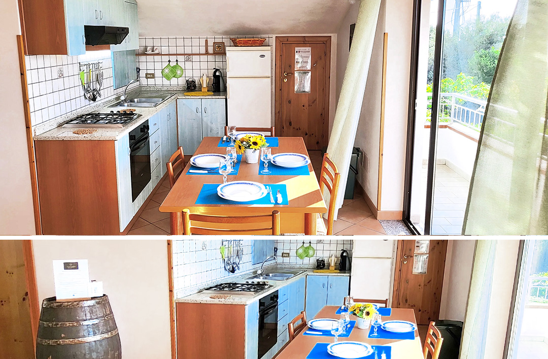 Cucina dell'appartamento Roberta di Villa Ilaria